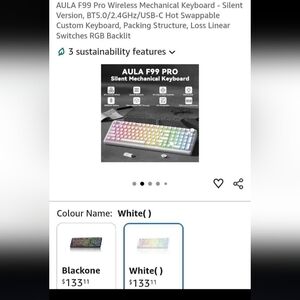 New AULA F99 Pro Wireless Mechanical Keyboard - White